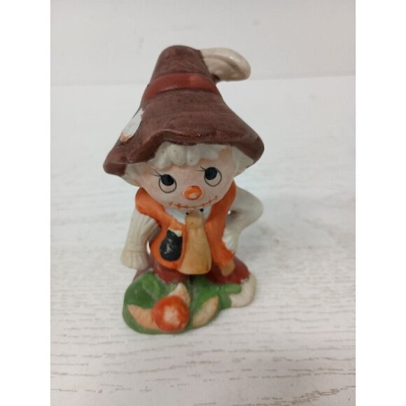 Vintage Ceramic Scarecrow Figurine Halloween Decor Hand Painted Collectible - Picture 10 of 16